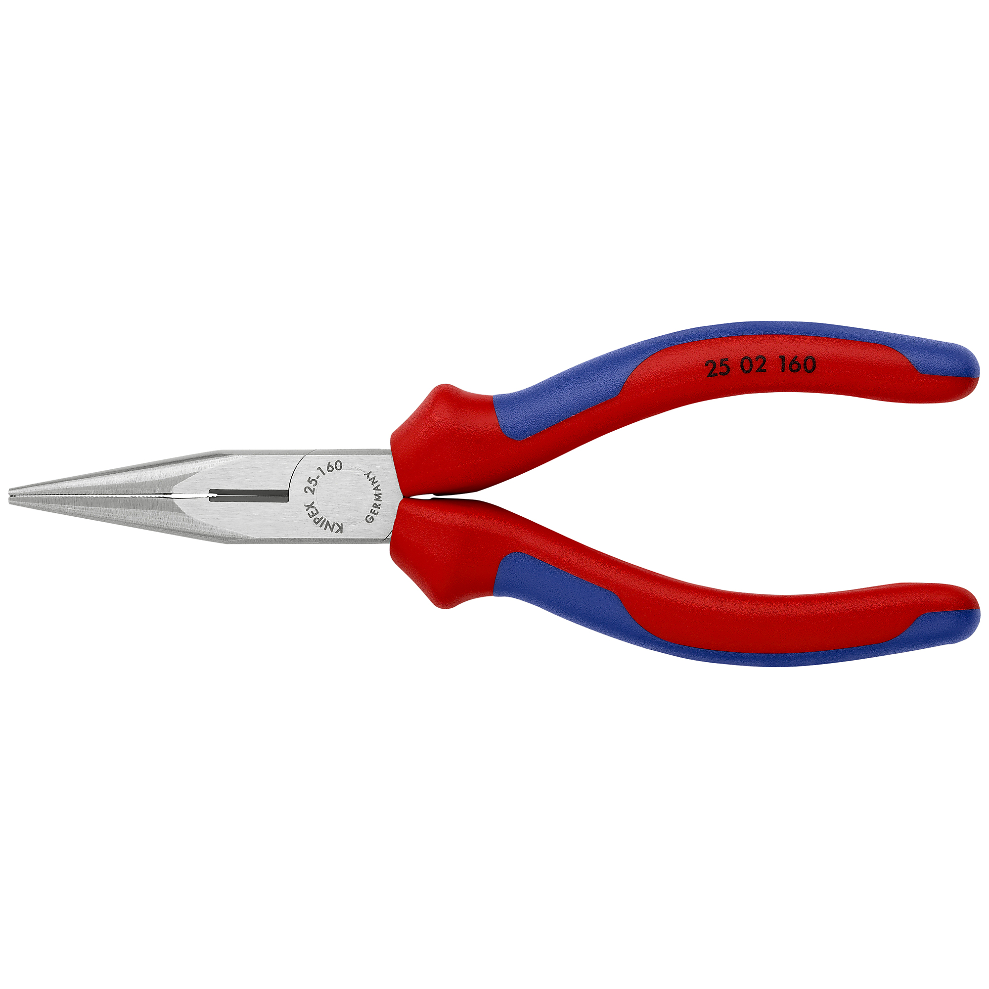 KNIPEX, Long Nose Pliers w/Cutter, Comfort Grip, 6.25in., Pieces (qty.) 1 Material Vanadium Steel, Jaw Capacity 0.094 in, Model# 25 02 160